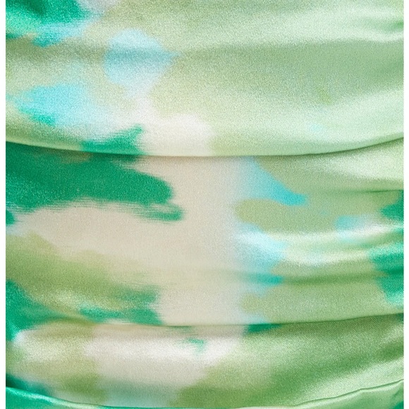 NWT GANNI Ruched Stretch Organic Silk Dress in Lily Green size 0 - Picture 6 of 6